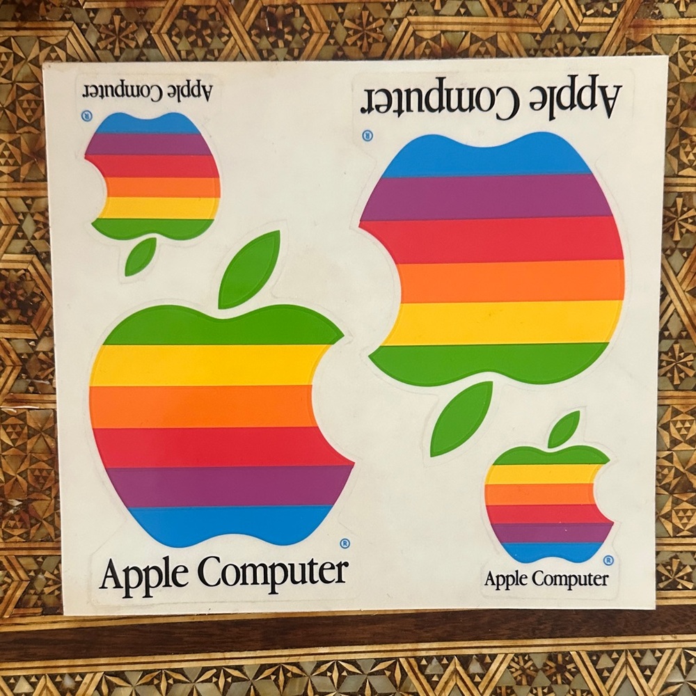 Vintage Apple stickers set of 4 in excellent condition.part of history snag em.